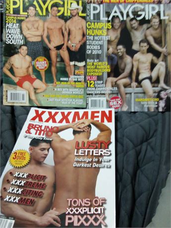 (3) Mens Magazines Playgirl XXXMEN