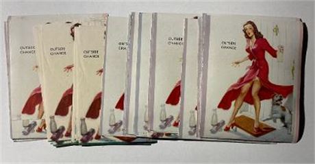 48 PIECES OF CIRCA 1950s PIN-UP PRINTS [ALL IDENTICAL] FOR SMALL WALL & DESK CALENDARS, UNUSED