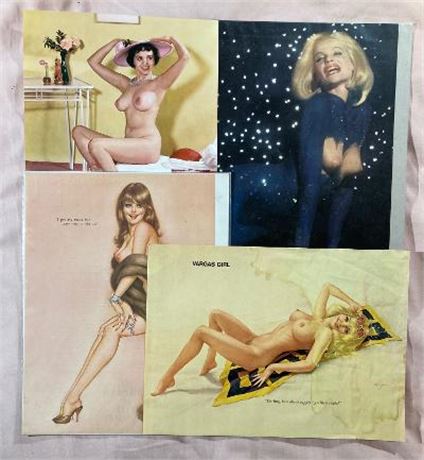 4 different original pin-up prints, including 2 Vargas, 1 calendar print.
