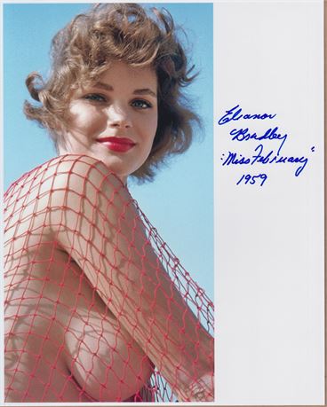 2/59 Playboy Playmate Eleanor Bradley Autographed 8 x 10 almost nude wrapped in orange net