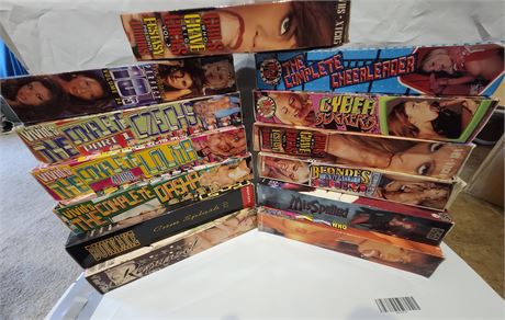 VHS BIG BOX LOT of 13 VHS big box movies mostly 1990s VIVID and others