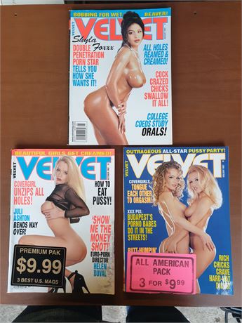 Velvet vintage magazines 1997 lot of 3 Shyla Foxxx Juli Ashton