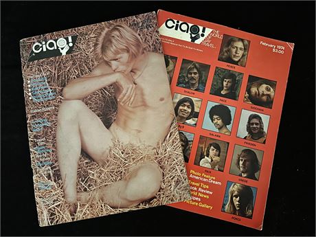 VINTAGE MALE NUDE PHOTO MAGAZINES, 2 Issues “CIAO!” 1973, 1974, Gay