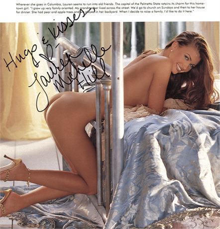 February 2001 Playmate Lauren Michelle Hill Autographed SEXY Playboy Magazine Page!