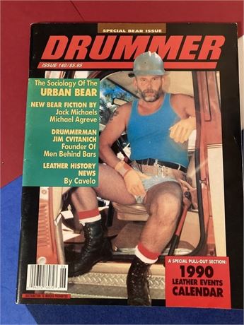DRUMMER MAGAZINE FOR MEN, Issue 140, HOT GAY FICTION, SPECIAL BEAR ISSUE, LEATHER HISTORY NEWS