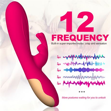Waterproof Dildo with 12 Speeds & 24 Pulsating Patterns, Bunny Ears for Clit Stimulation