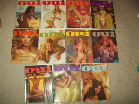 Lot of 11 OUI Magazine 1972-75  spicy girlie nudes pinups VF/XF Condition