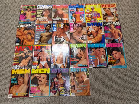 22 Gay Interest Magazines 80s-90s Advocate Fresh Men All Man Men of Men