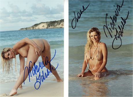 October 1994 Playmate AND Penthouse Pet, Victoria Zdrok TWO Autographed SEXY 4x6 Nude Photographs