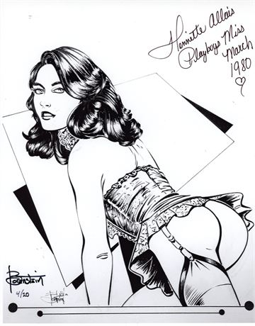 March 1980 Playmate Henriette Allais Autographed Todd Borenstein Drawing!  Just 1 of 20!