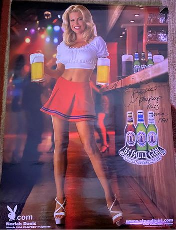 March 1994 Playmate Neriah Davis Autographed Vintage 19x27 Poster as the St. Paulie Girl!