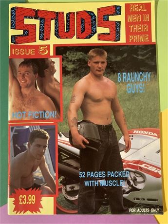 VINTAGE "STUDS" MAGAZINE FOR MEN, All-Male Erotic Picture Book