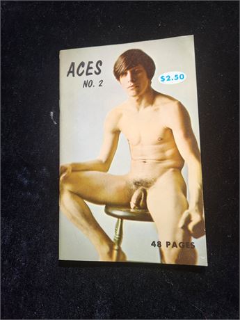# 9 VINTAGE GAY NUDE MEN PHOTO MAGAZINE  - ACES # 2 - 1970'S