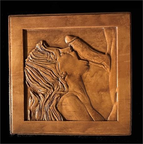 Adult Wood Carving 4.75" x 4.75" x .75" Relief Free Standing BJ01
