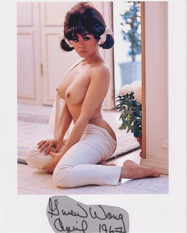 April 67  Playboy Playmate Gwen Wong Autographed SEXY topless 8x10! With cut signature affixed