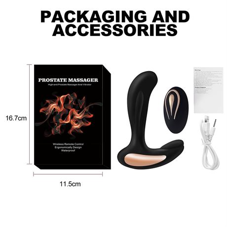 Remote Control prostate massager, 12 Frequency modes with high grade Silicone