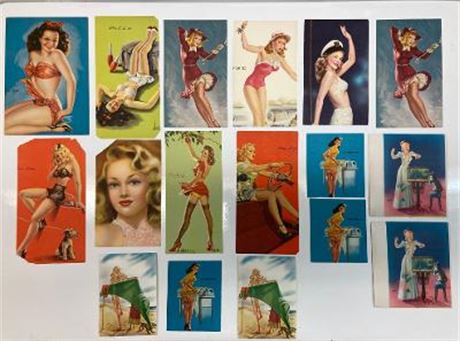 17 1940s-50s PIN-UP PRINTS, VARIOUS SIZES AND TYPES, ASSORTED ARTISTS