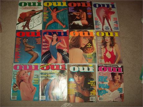 Lot of 12 OUI Magazine 1984-92  spicy girlie nudes pinups VF/XF Condition
