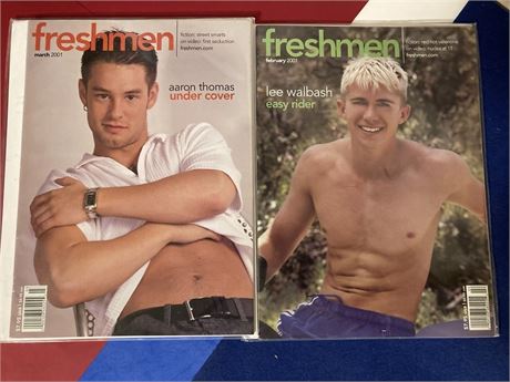 (LOT OF 2) FRESHMEN MAGAZINE FOR MEN, Naked Young Men, Sizzling Gay Fiction, & More.