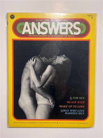 Answers. Vol. 3 No. 4. Vintage Porno Mag.