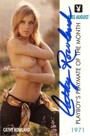 August 1971 Playmate Cathy Rowland Autographed Playboy Collector Card