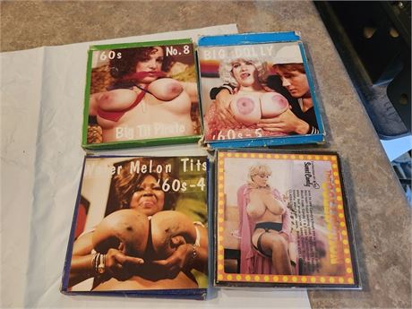 Vintage Erotica Adult Super 8mm Film lot of 4 films, Retro Porn stars