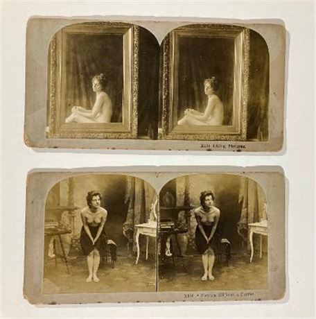 TWO Circa 1890-1910 Stereoscopic female NUDE photographs from Europe, Very hard to find!