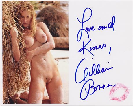 April 96 Playboy Playmate Gillian Bonner Autographed SEXY 8x10! Kiss Print too!