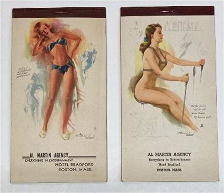 2 UNUSED 1952-53 PIN-UP NOTEPADS, ARTIST SIGNATURE IS WITHERS HOLLYWOOD