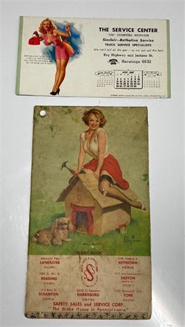 1948 Earl Moran calendar blotter & 1950s Gil Elvgren note pad